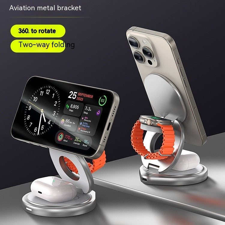 3-in-1 Wireless Charger Magnetic Folding Stand